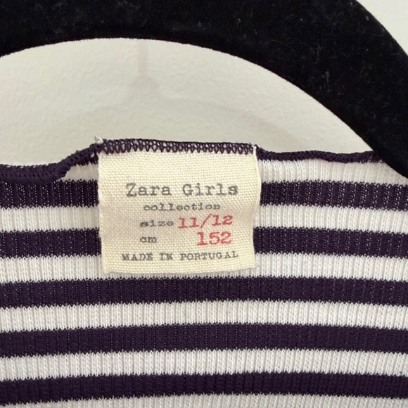 Zara girls Black and White Striped Short Sleeve Tee size 11/12 - Picture 4 of 5